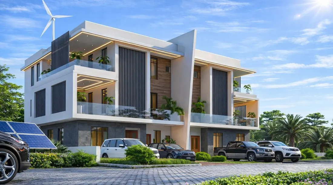 Render of solar and wind ready homes at Aviation City, Abuja