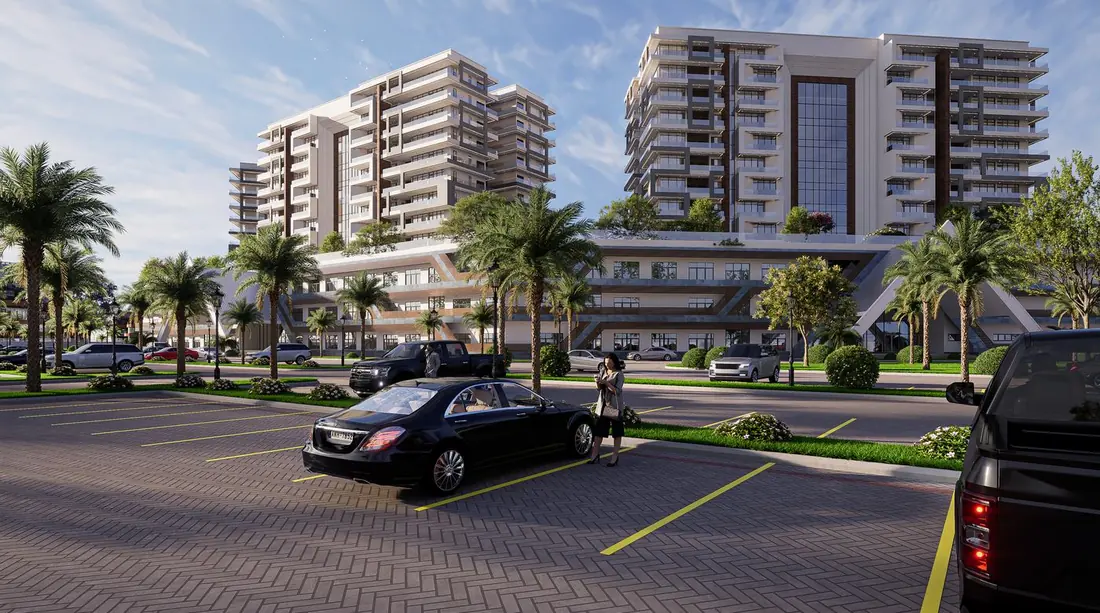 Render of the high-rise residential district at Innovation City, Apo